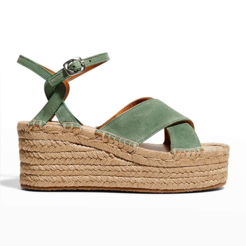 Hera Espadrille Suede Wedge Sandal by Rag & Bone in Fresco Green Size:41
